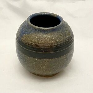 Rustic Blue and Brown Ceramic Vase